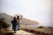 Camille Pissarro Two women talking to the seaside oil painting picture wholesale